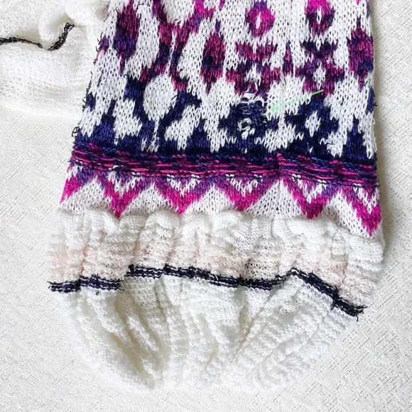 Free People Dreamland Knit Cardigan Womans Small Ivory Pink Balloon Sleeves - Picture 9 of 14